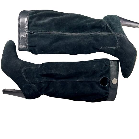 MICHAEL KORS! BLACK GENUINE SUEDE & LEATHER SCRUNCHY SHAFT BOOTS! SZ 9.5M - Picture 9 of 11